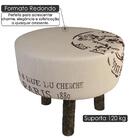 Banqueta Redonda Tripé Estofada Com Pés Em Madeira Maciça