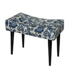 Banqueta Retro Pes Palito Paris Floral Azul