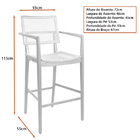 Banqueta Rihanna 43cm Madeira Maciça Com Braço - Sallar Home