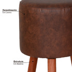 Banqueta Round Corano Com Pés Madeira Nobre - Caramelo