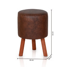 Banqueta Round Corano Com Pés Madeira Nobre - Caramelo