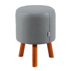 Banqueta Round Corano Com Pés Madeira Nobre - Cinza