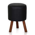 Banqueta Round Corano Com Pés Madeira Nobre - Preto