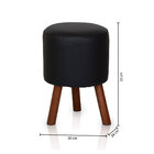 Banqueta Round Corano Com Pés Madeira Nobre - Preto