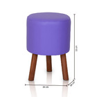Banqueta Round Corano Com Pés Madeira Nobre - Roxo