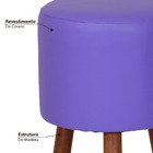 Banqueta Round Corano Com Pés Madeira Nobre - Roxo