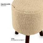 Banqueta Round Crochê Com Pés Tabaco - Cru