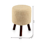 Banqueta Round Crochê Com Pés Tabaco - Cru