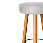 Banqueta Rubi Pés Madeira Suede Cinza