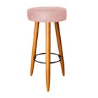 Banqueta Rubi Pés Madeira Suede Rosê