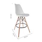 Banqueta Saarinen Branca - Base De Madeira Naturalê