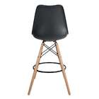 Banqueta Saarinen Preta - Base De Madeira Naturalê