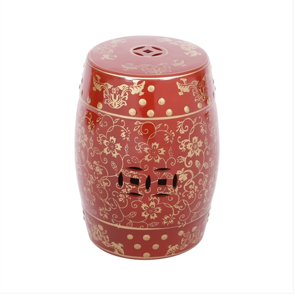 Banqueta Seat Garden Dourado E Vermelho - Or Design