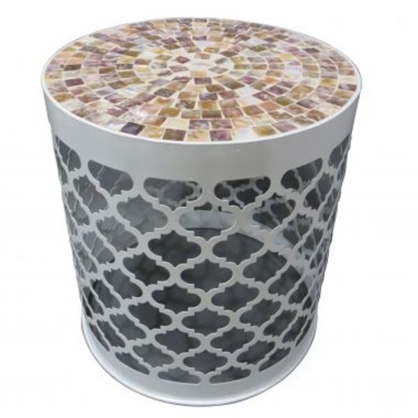 Banqueta Sit Garden De Ferro E Mosaico 38cm X 38cm X 42cm