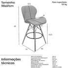 Banqueta Slim Eiffel Wood Estofada - Cinza - Sala Cozinha Esc