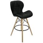 Banqueta Slim Eiffel Wood Estofada - Preto
