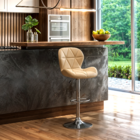 Banqueta Slim Estofada Giratória C/ Regulagem - Bege - Casa A