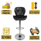 Banqueta Slim Estofada Giratória C/ Regulagem - Bege - Casa A