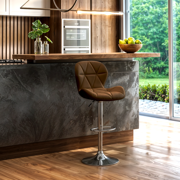 Banqueta Slim Estofada Giratória C/ Regulagem - Café - Casa A