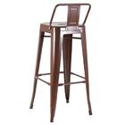 Banqueta Tolix Com Encosto - 76 Cm - Marrom Ferroso - Aço Cor