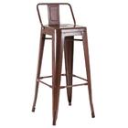 Banqueta Tolix Com Encosto - 76 Cm - Marrom Ferroso - Aço Cor