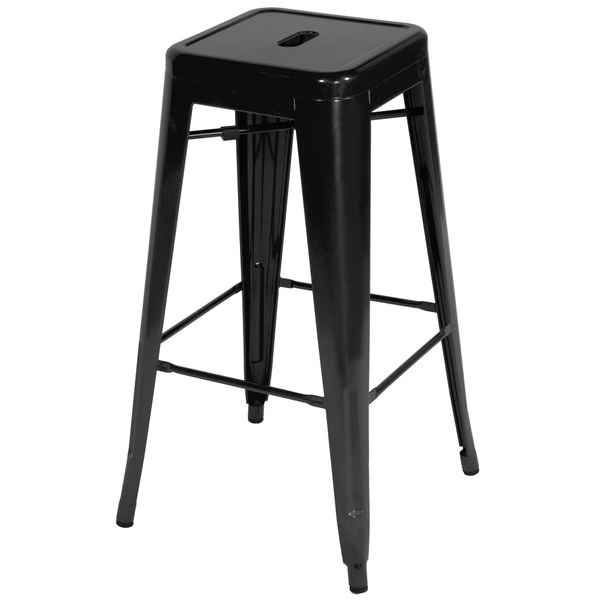 Banqueta Tolix Iron Aço Carbono Industrial - Preto