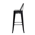 Banqueta Tolix Iron Com Encosto Preto Brilhante Industrial Aç