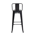 Banqueta Tolix Iron Com Encosto Preto Brilhante Industrial Aç