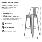Banqueta Tolix Iron Com Encosto Preto Fosco Industrial Aço Co