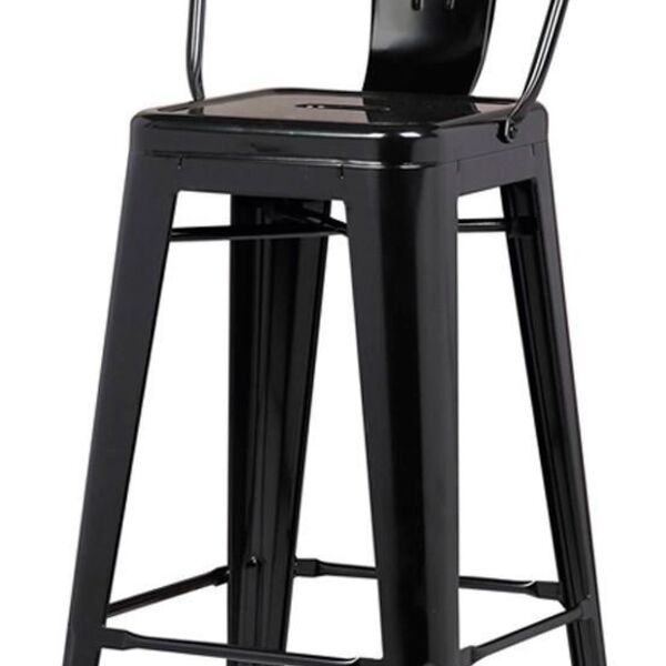 Banqueta Tolix Iron Francesinha Com Encosto Alto - Preta