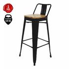 Banqueta Tolix Iron Industrial Preto Assento De Madeira