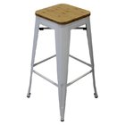 Banqueta Tolix Tampo Madeira Branca