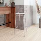 Banqueta Trama Cromada E Branca