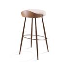 Banqueta Tropeira Linho Areia Recouro Marrom Metal Café