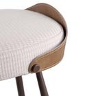 Banqueta Tropeira Linho Areia Recouro Marrom Metal Café