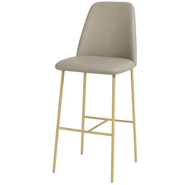 Banqueta Turquia Couro Areia Em Metal Dourado