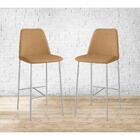 Banqueta Turquia Couro Bege Em Metal Champanhe