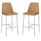 Banqueta Turquia Couro Bege Em Metal Champanhe