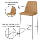 Banqueta Turquia Couro Bege Em Metal Champanhe