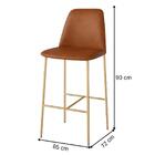 Banqueta Turquia Couro Caramelo Em Metal Dourado
