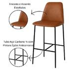 Banqueta Turquia Couro Caramelo Em Metal Preto