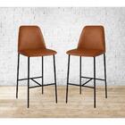 Banqueta Turquia Couro Caramelo Em Metal Preto