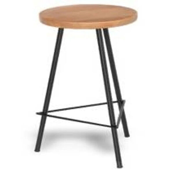 Banqueta Vall Baixa Tampo Mel Base Preta 45cm - 62442 Sun Hou