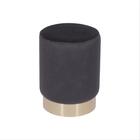 Banqueta Velvet Preta Base Dourada