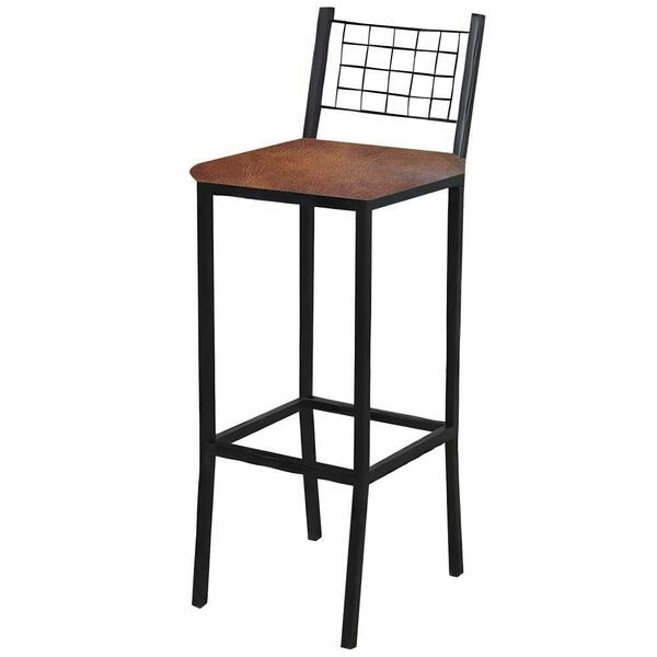 Banqueta Veneza Couro Caramelo Em Metal Preto