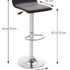 Banqueta Wave Estofada Pu Preta Base Cromada - Or Design