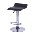 Banqueta Wave Estofada Pu Preta Base Cromada - Or Design