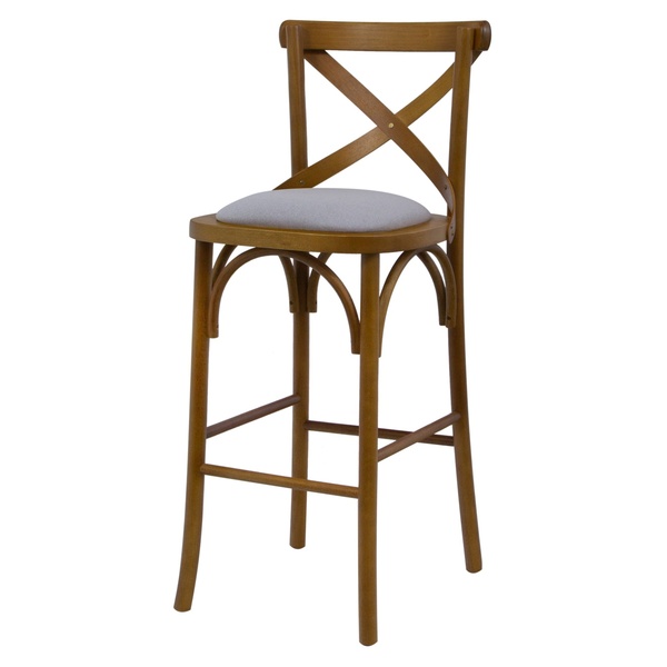 Banqueta X Alta Estofada Em Tecido Suede Katrina Espanha Bar