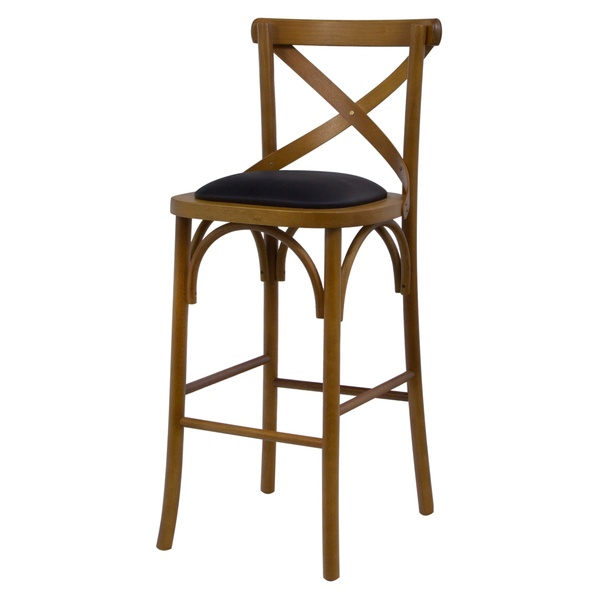 Banqueta X De Madeira Alta Estofada Em Couríssimo Katrina Esp