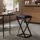 Banqueta Z Baixa 50 Cm Com Armação De Metal Azul